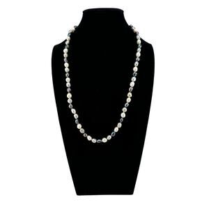 Real Fresh Water Pearl Necklace‎ Iridescent Multi Color 925 Silver Clasp